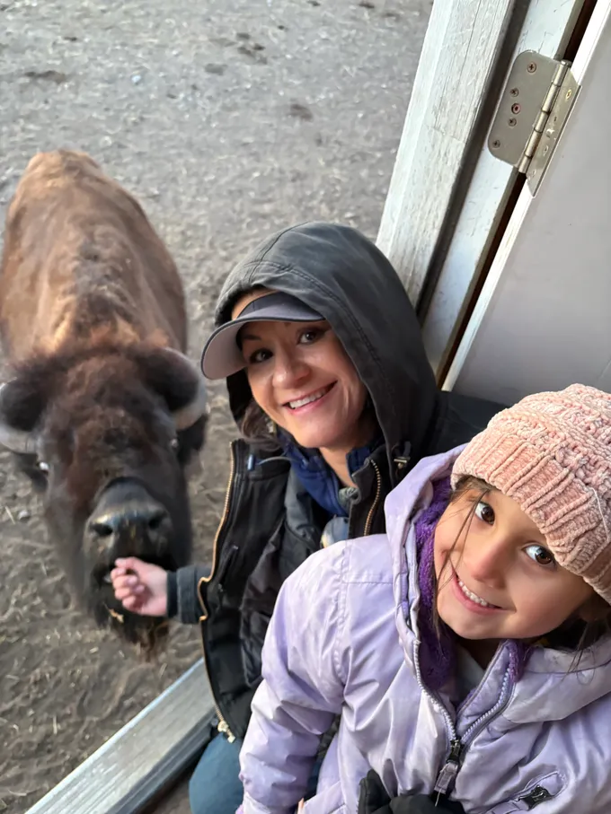 TJ Virgil and Charlie with a bison